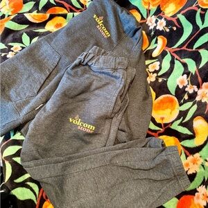 Volcom Kids Charcoal sweat suit with Yellow Logo